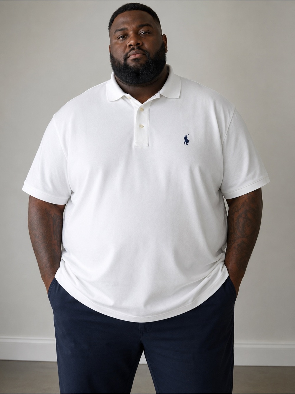 Ralph Lauren White Polo with Navy Pony Logo